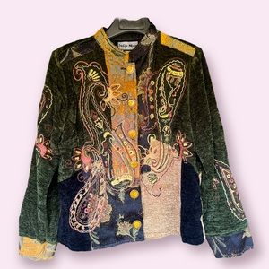 Vintage Indigo Moon Jacket - Green/ Gold XS